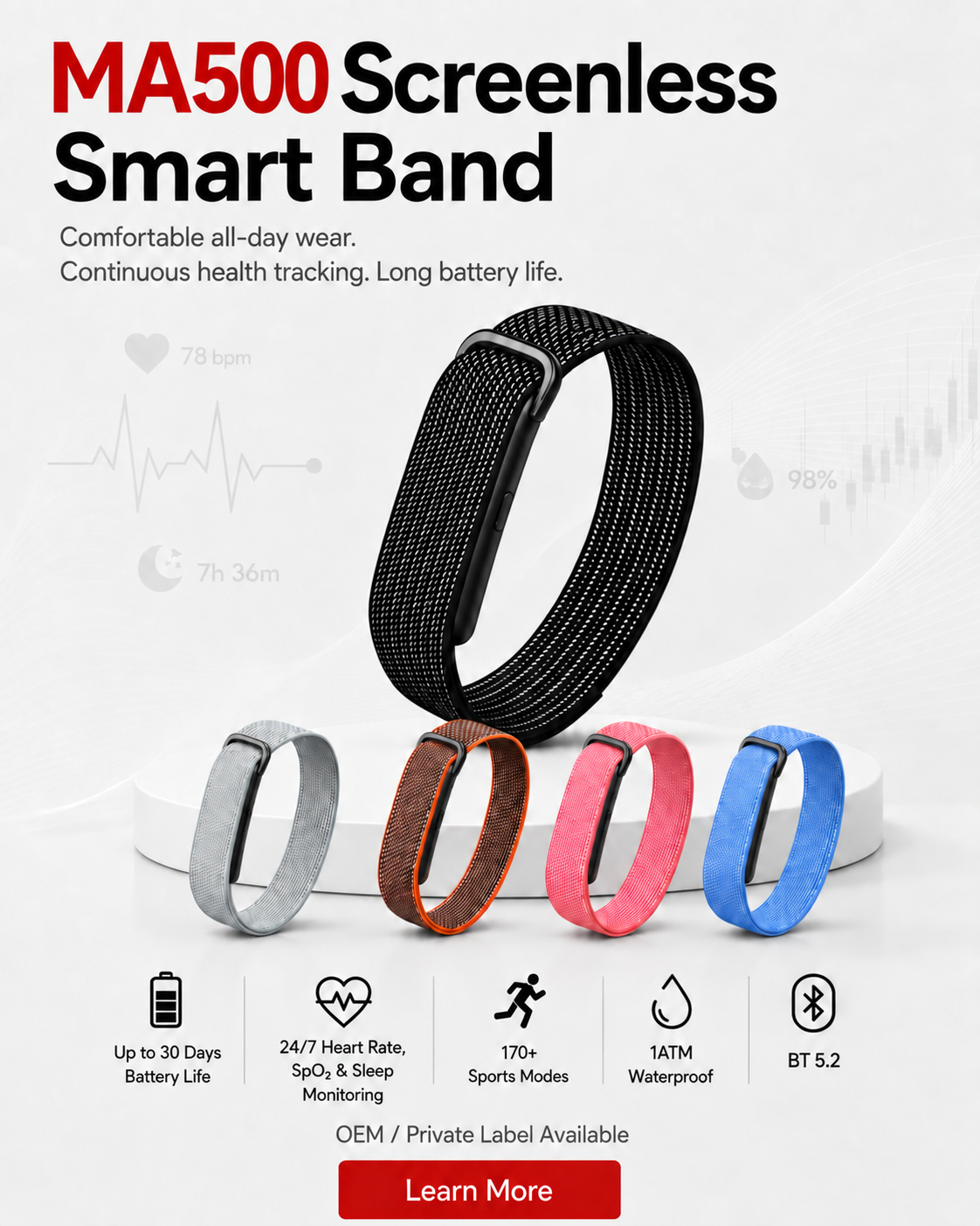 MA500 Screenless Smart Band